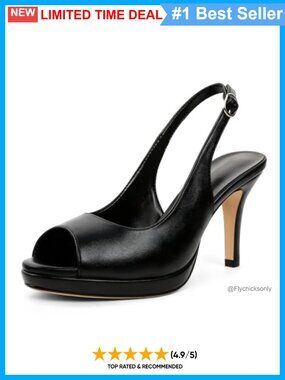 Women's Peep Toe Platform Slingback Heels 3.5 Inch High Heel Dress Shoes